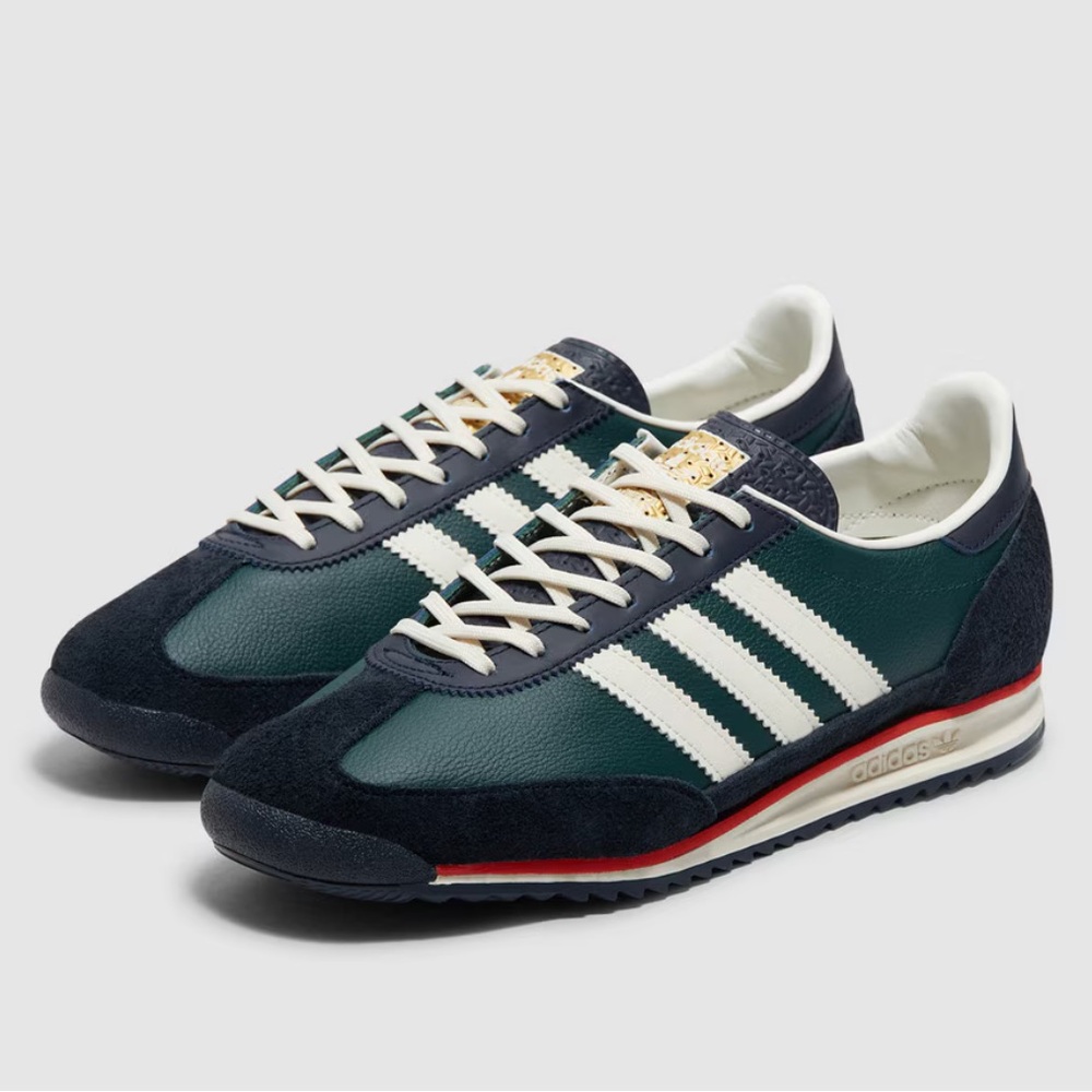 Adidas Forest Green and White Shoes